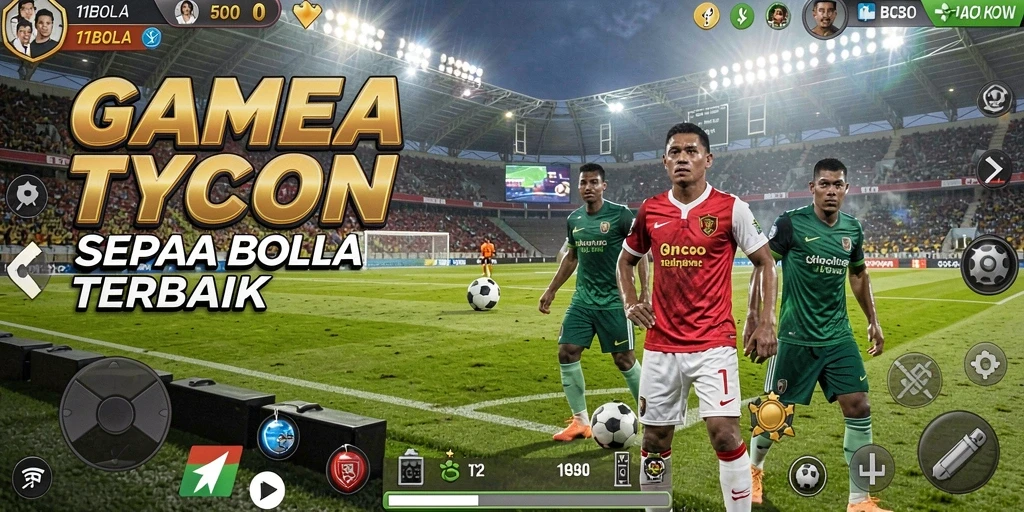 Screenshot menunjukkan aksi seru dalam permainan Tycoon sepak bola.
