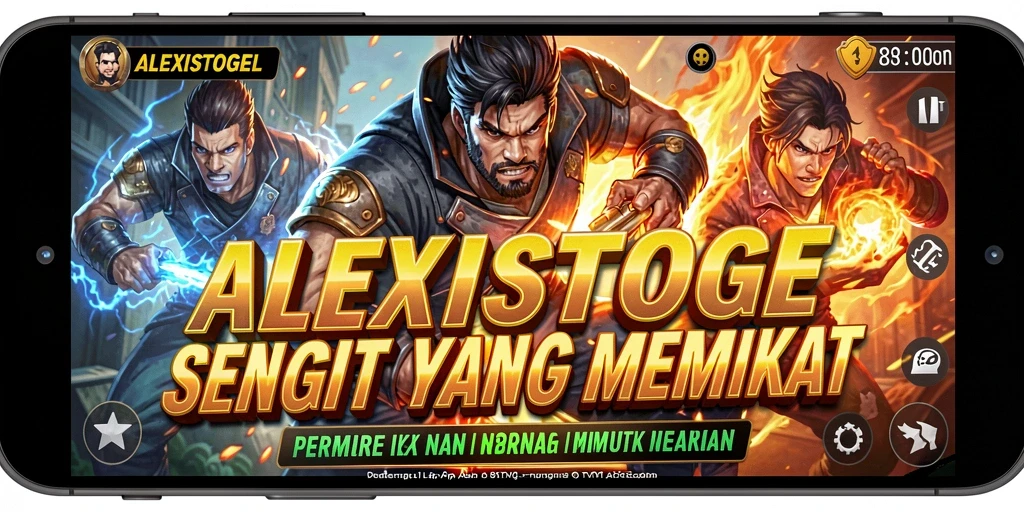 Screenshot utama menunjukkan aksi pertarungan seru di ALEXISTOGEL.