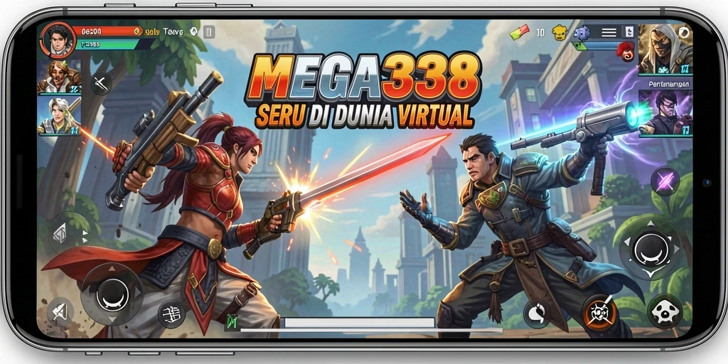 Screenshot gameplay MEGA338 menunjukkan pertarungan seru antar karakter.