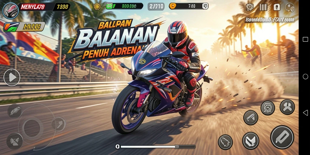 Screenshot MENYALA78 menampilkan aksi balapan motor yang mendebarkan.
