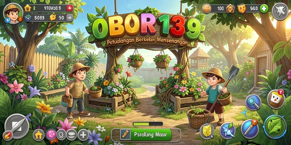 Tampilan gameplay menarik dari OBOR138 dengan suasana pertanian.