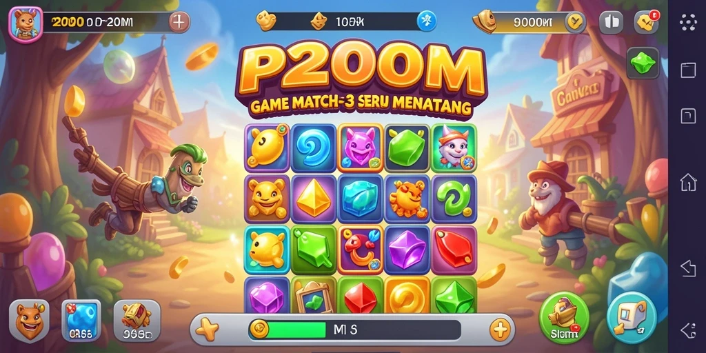 Tampilan gameplay menarik P200M dalam genre Match-3.