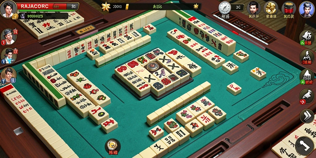 Screenshot gameplay RAJACORC dengan tampilan Mahjong yang menarik.