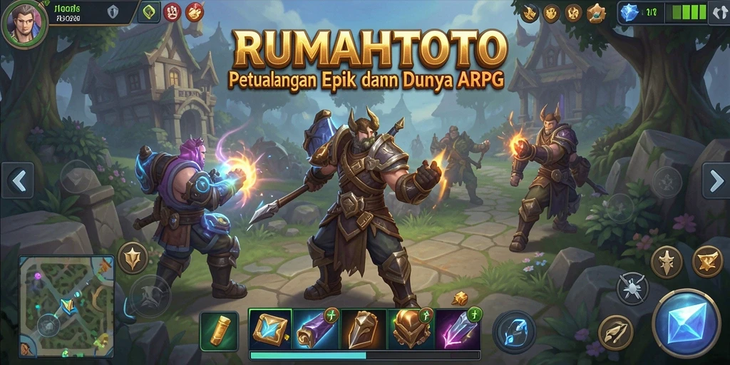 Screenshot gameplay RUMAHTOTO dengan visual menawan dan pertarungan yang intens.