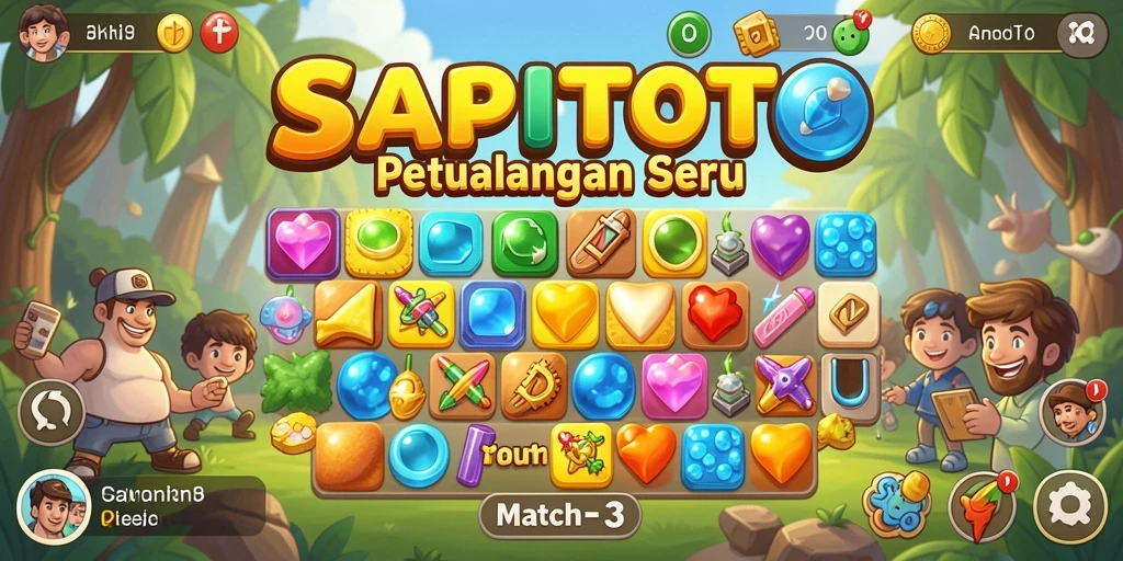 Screenshot gameplay SAPITOTO menunjukkan momen seru mencocokkan item.