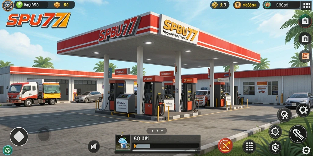 Screenshot gameplay SPBU77 yang menampilkan pengelolaan SPBU.