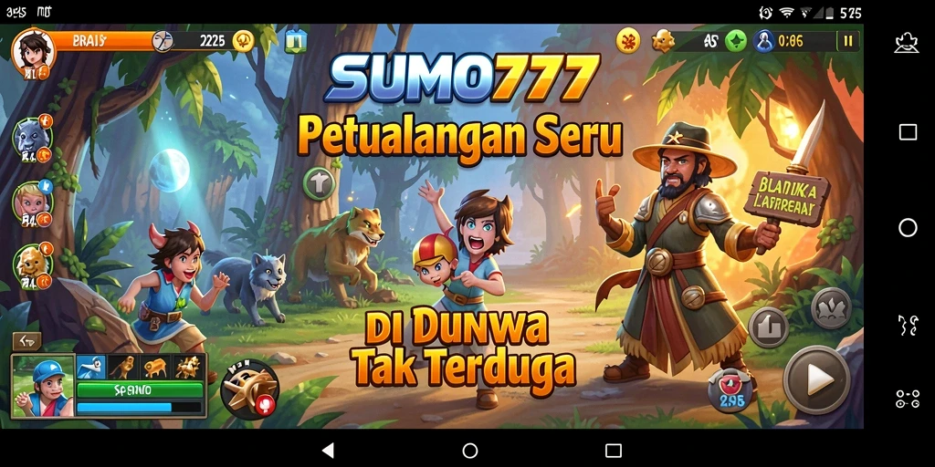 Tangkapan layar menunjukkan aksi seru dalam petualangan SUMO777.